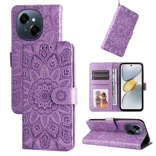 For Tecno Spark Go 1 / Pop 9 / Spark Go 2025 Embossed Sunflower Leather Phone Case(Purple)