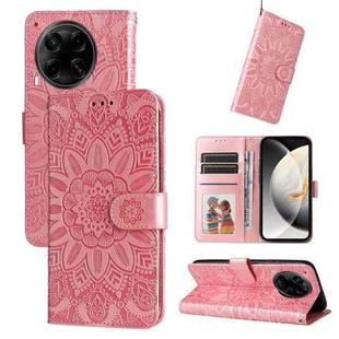 For Tecno Camon 30S / Camon 30S Pro Embossed Sunflower Leather Phone Case(Pink)