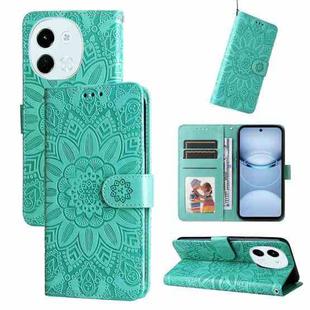 For Tecno Spark 30 5G / Pova 6 Neo 5G Embossed Sunflower Leather Phone Case(Green)