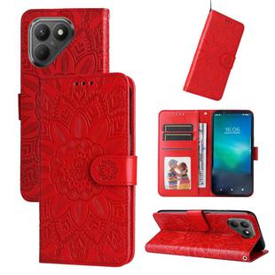 For Tecno Pova 7 5G Embossed Sunflower Leather Phone Case(Red)