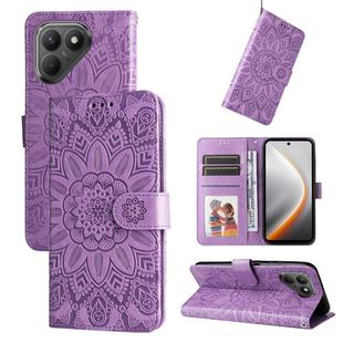 For Tecno Pova 7 5G Embossed Sunflower Leather Phone Case(Purple)