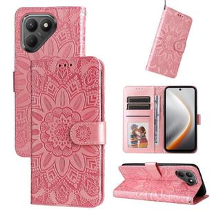 For Tecno Pova 7 5G Embossed Sunflower Leather Phone Case(Pink)