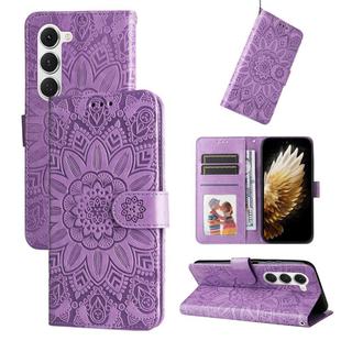 For Tecno Spark 40 Pro 4G Embossed Sunflower Leather Phone Case(Purple)