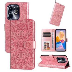 For Infinix Hot 40i Embossed Sunflower Leather Phone Case(Pink)