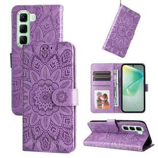 For Infinix Hot 50 5G Embossed Sunflower Leather Phone Case(Purple)