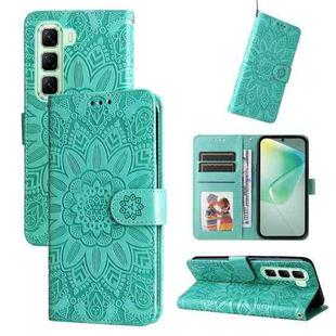 For Infinix Hot 50 5G Embossed Sunflower Leather Phone Case(Green)