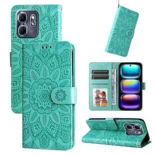 For Infinix Hot 50i / Smart 9 Embossed Sunflower Leather Phone Case(Green)