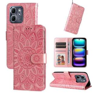 For Infinix Hot 50i / Smart 9 Embossed Sunflower Leather Phone Case(Pink)