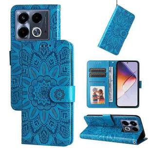 For Infinix Note 40 4G Embossed Sunflower Leather Phone Case(Blue)