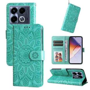 For Infinix Note 40 4G Embossed Sunflower Leather Phone Case(Green)