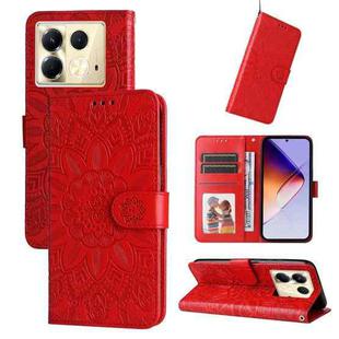 For Infinix Note 40 5G Embossed Sunflower Leather Phone Case(Red)