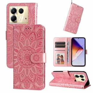 For Infinix Note 40 5G Embossed Sunflower Leather Phone Case(Pink)