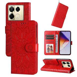 For Infinix Note 40 Pro 4G / 5G / Note 40 Pro+ Embossed Sunflower Leather Phone Case(Red)