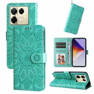 For Infinix Note 40 Pro 4G / 5G / Note 40 Pro+ Embossed Sunflower Leather Phone Case(Green)