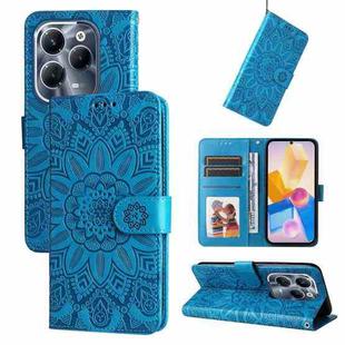 For Infinix Hot 40 / Hot 40 Pro Embossed Sunflower Leather Phone Case(Blue)