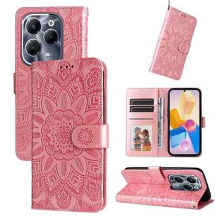 For Infinix Hot 40 / Hot 40 Pro Embossed Sunflower Leather Phone Case(Pink)