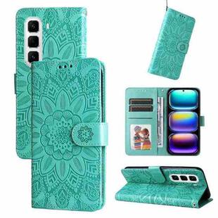 For Infinix Hot 50 Pro+ 4G Embossed Sunflower Leather Phone Case(Green)