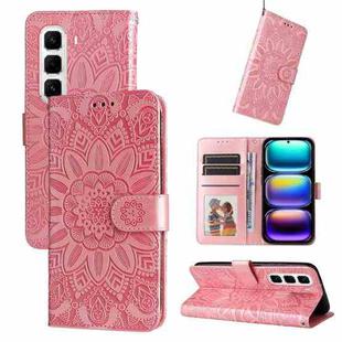 For Infinix Hot 50 Pro+ 4G Embossed Sunflower Leather Phone Case(Pink)