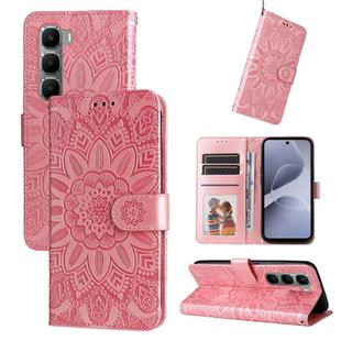 For Infinix Hot 60 4G / Hot 60i 4G Embossed Sunflower Leather Phone Case(Pink)
