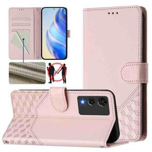 For Cubot A10 Honeycomb Embossing RFID Leather Phone Case(Pink)