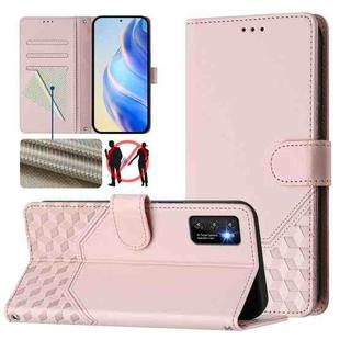 For Cubot P50 Honeycomb Embossing RFID Leather Phone Case(Pink)