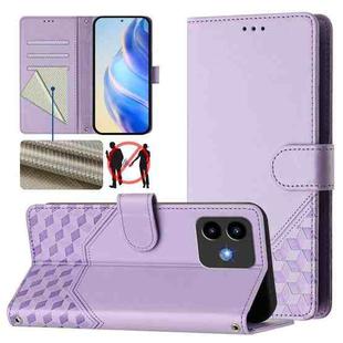 For Cubot Note 40 Honeycomb Embossing RFID Leather Phone Case(Light Purple)