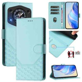 For Cubot A30 Honeycomb Embossing RFID Leather Phone Case(Mint Green)