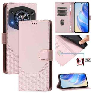 For Cubot A30 Honeycomb Embossing RFID Leather Phone Case(Pink)