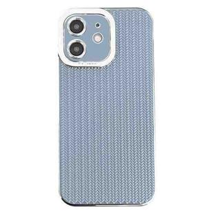 For iPhone 11 Electroplated Silver Edge Grain Texture TPU Phone Case(Blue)