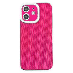 For iPhone 11 Electroplated Silver Edge Grain Texture TPU Phone Case(Rose Red)