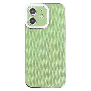 For iPhone 11 Electroplated Silver Edge Grain Texture TPU Phone Case(Green)