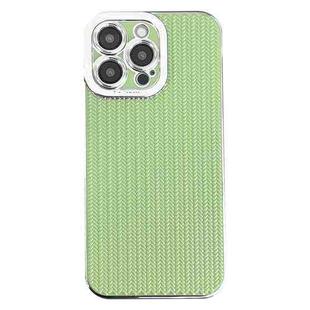 For iPhone 12 Pro Electroplated Silver Edge Grain Texture TPU Phone Case(Green)