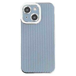 For iPhone 13 Electroplated Silver Edge Grain Texture TPU Phone Case(Blue)