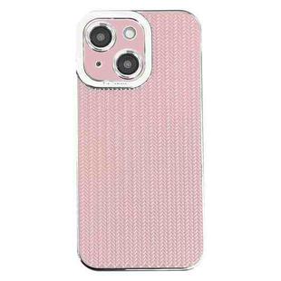 For iPhone 13 Electroplated Silver Edge Grain Texture TPU Phone Case(Pink)