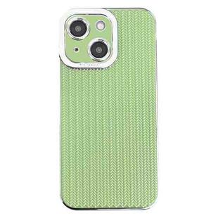 For iPhone 13 Electroplated Silver Edge Grain Texture TPU Phone Case(Green)