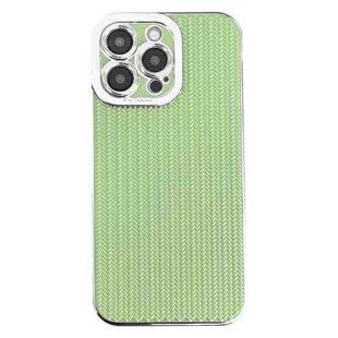 For iPhone 13 Pro Max Electroplated Silver Edge Grain Texture TPU Phone Case(Green)