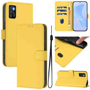 For Cubot P50 Skin Feel Solid Color Leather Phone Case with Lanyard(Lemon Yellow)