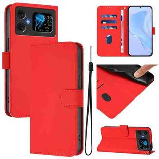 For Cubot A20 Skin Feel Solid Color Leather Phone Case with Lanyard(Red)