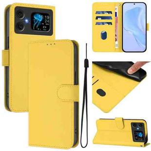 For Cubot A20 Skin Feel Solid Color Leather Phone Case with Lanyard(Lemon Yellow)