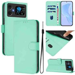 For Cubot A20 Skin Feel Solid Color Leather Phone Case with Lanyard(Mint Green)