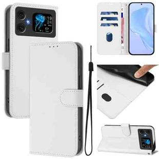 For Cubot A20 Skin Feel Solid Color Leather Phone Case with Lanyard(White)