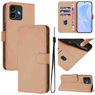 For Cubot Note 40 Skin Feel Solid Color Leather Phone Case with Lanyard(Nude)