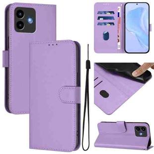 For Cubot Note 40 Skin Feel Solid Color Leather Phone Case with Lanyard(Lavender Purple)