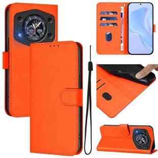 For Cubot A30 Skin Feel Solid Color Leather Phone Case with Lanyard(Orange)