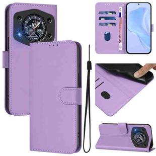 For Cubot A30 Skin Feel Solid Color Leather Phone Case with Lanyard(Lavender Purple)