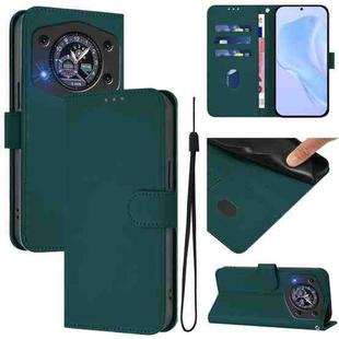 For Cubot A30 Skin Feel Solid Color Leather Phone Case with Lanyard(Dark Green)