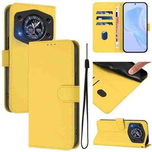 For Cubot A30 Skin Feel Solid Color Leather Phone Case with Lanyard(Lemon Yellow)