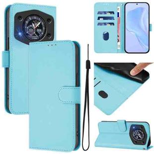 For Cubot A30 Skin Feel Solid Color Leather Phone Case with Lanyard(Sky Blue)