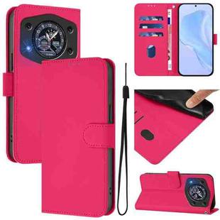 For Cubot A30 Skin Feel Solid Color Leather Phone Case with Lanyard(Rose Red)