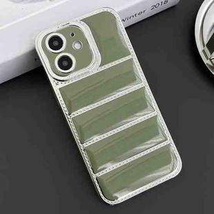 For iPhone 11 Electroplated Silver Edge Eiderdown TPU Phone Case(Green)